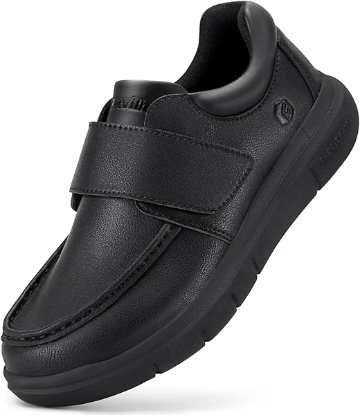 FitVille Wide Diabetic Walking Shoes for Men Leather Oxford Comfortable Dress Business Casual Shoes Sneakers for All-Day Comfort