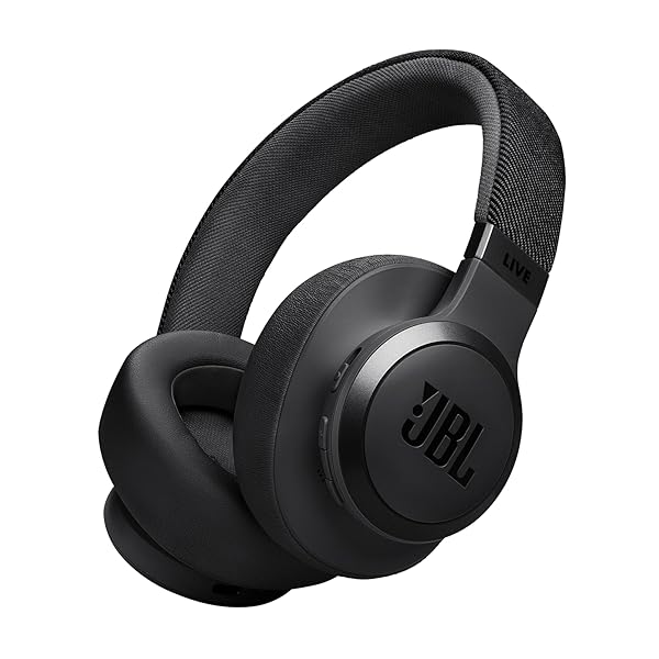 JBL Live 770NC - Wireless Over-Ear Headphones with True Adaptive Noise Cancelling with Smart Ambient, Up to 65 Hours of Battery Life, Comfort-fit Fabric Headband & Carrying Pouch (Black)