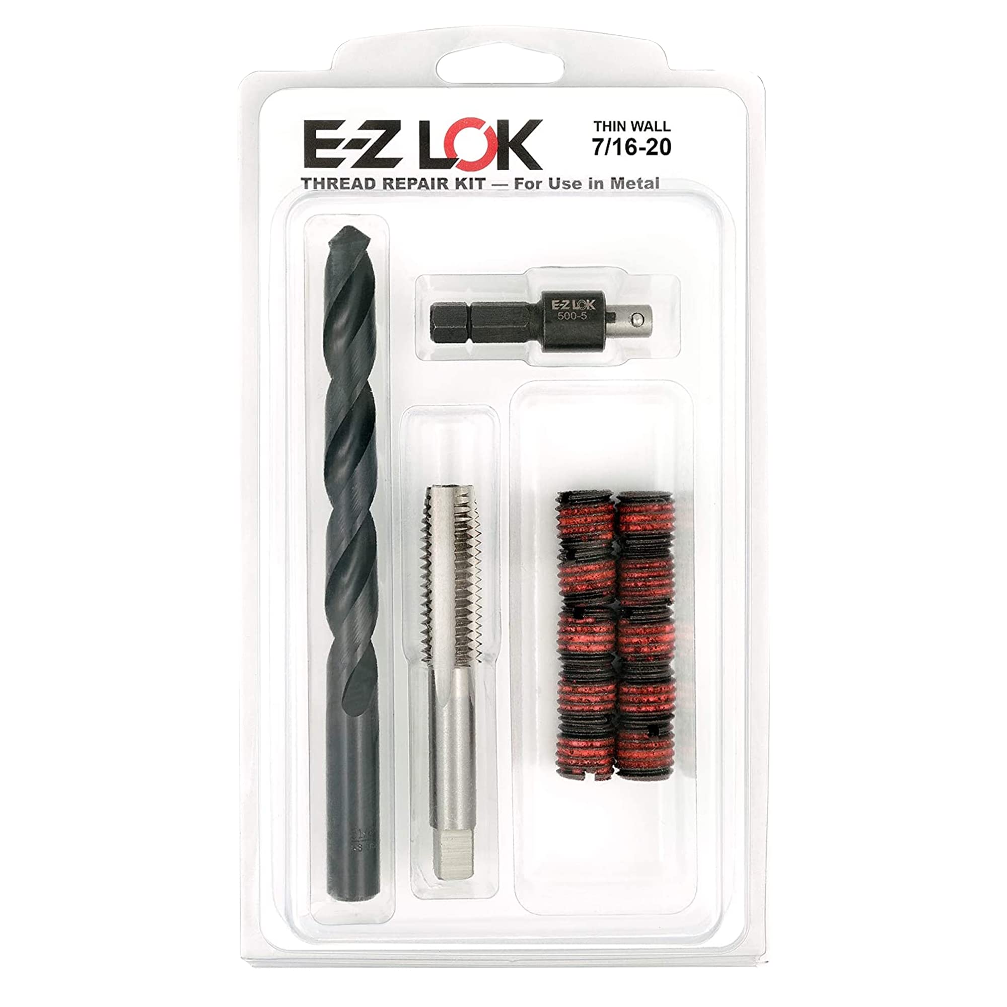 Photo 1 of E-Z LOK EZ-310-720 Thread Repair Kit for Metal Carbon Steel Threaded Inserts 7/16-20 and Installation Tools