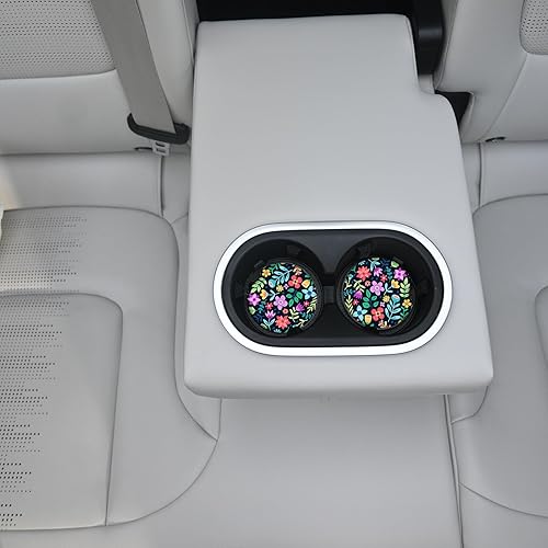 Miniatura 4 de Portavasos de cerámica con diseño de flores bonitas, paquete de 2, mantiene los portavasos limpios y secos, portavasos para automóvil con muesca