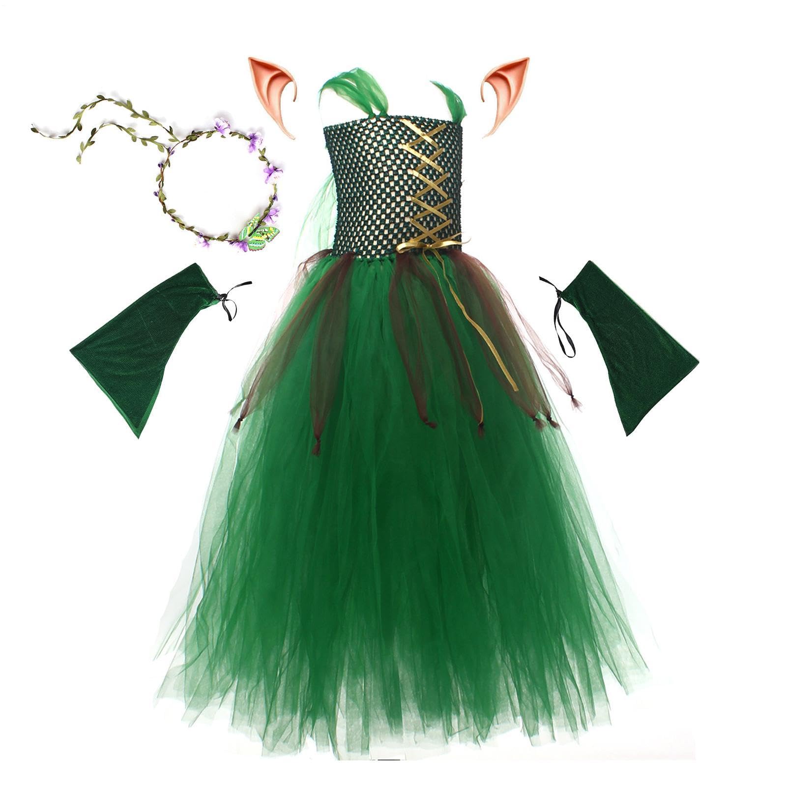 Generisch Gonna tutù verde per Halloween, per bambine | Costume da festa per Halloween, feste a tema, spettacoli teatrali, feste di carnevale, feste di compleanno