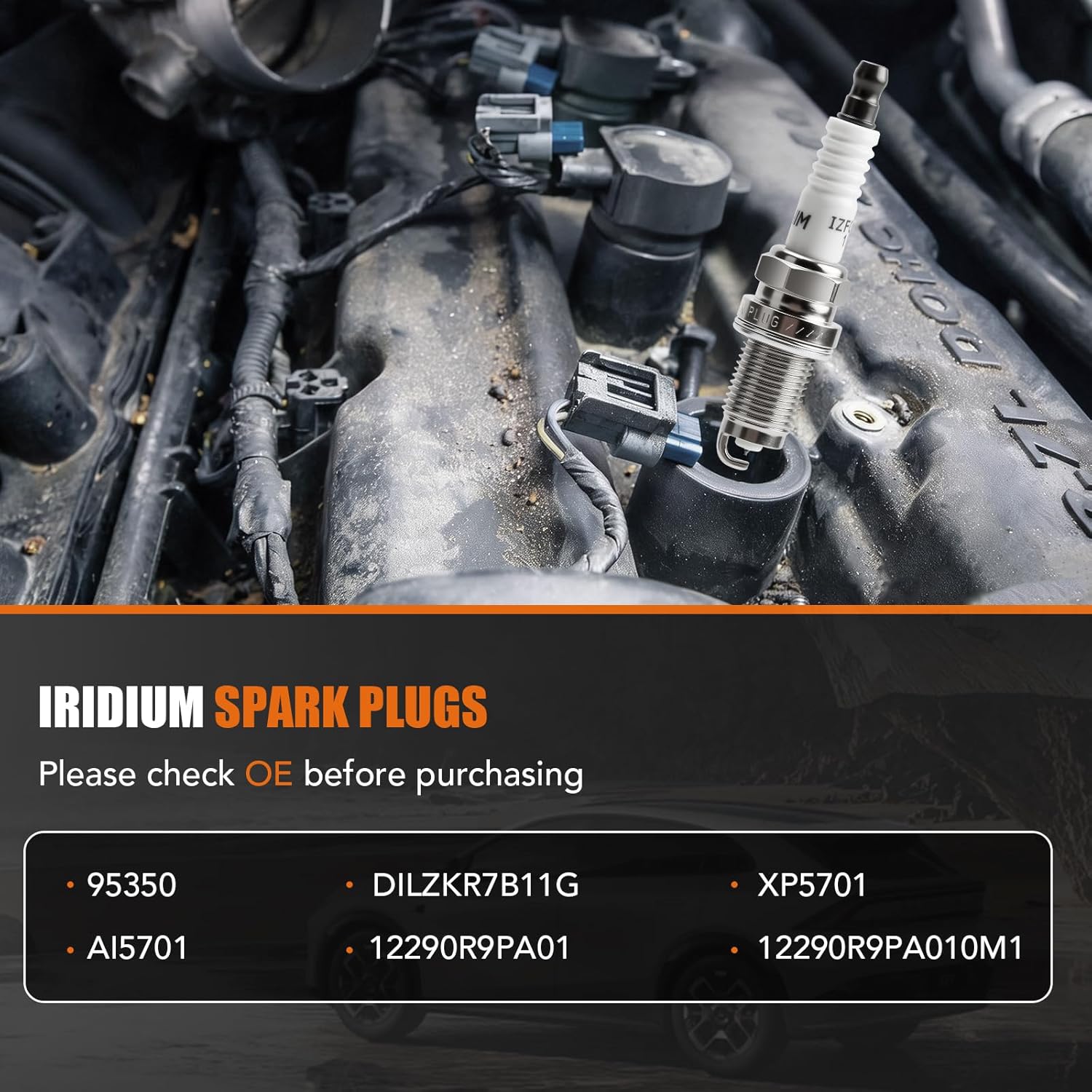 6 Pack Iridium Spark Plugs 95350 DILZKR7B11G for Honda Pilot Odyssey Ridgeline Passport Acura MDX TLX RLX 2014 2015 2016 2017 2018 2019 2020 3.5 V6