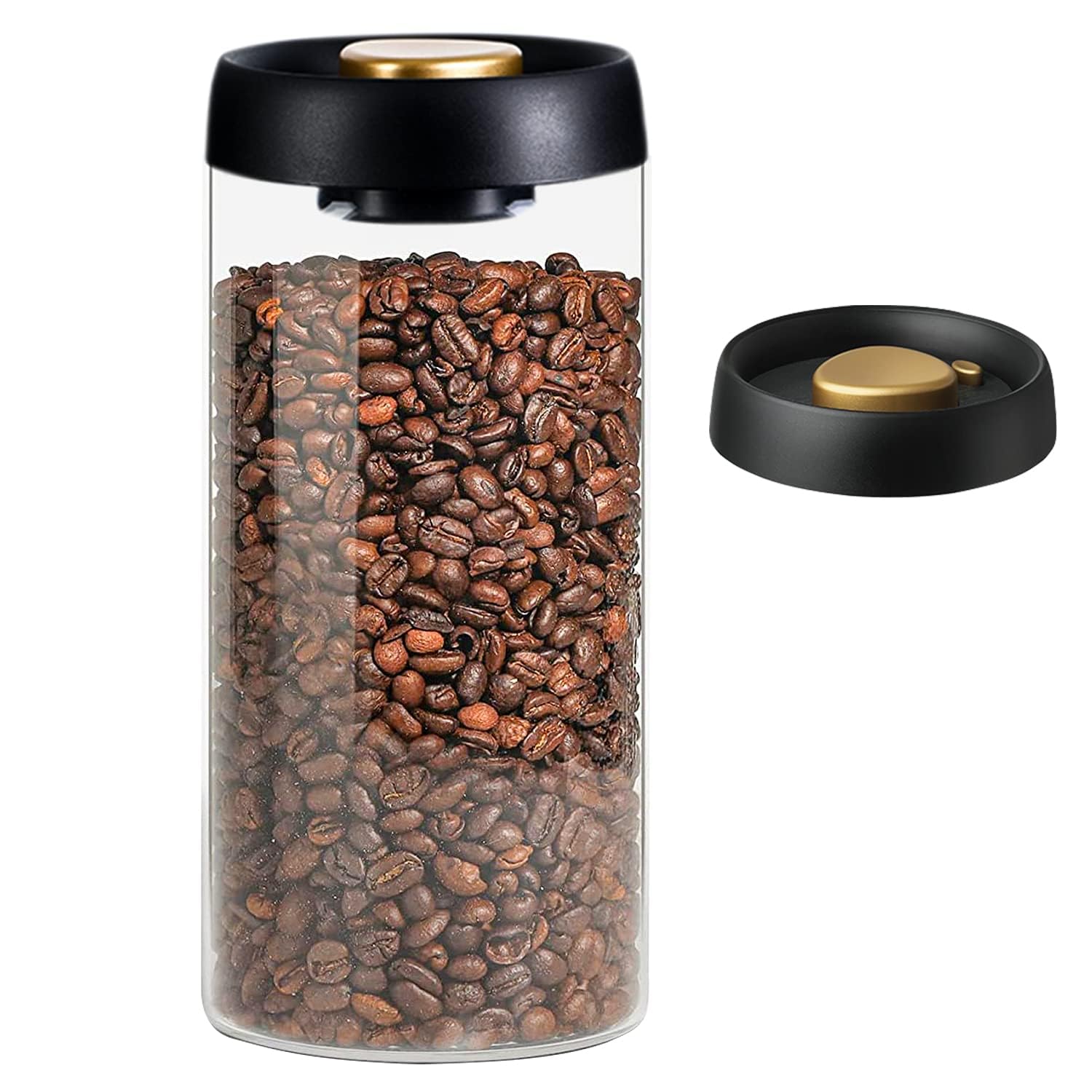 NALACAL Borosilicate Glass Kitchen Storage Jars, Coffee Canisters with Airtight Lid Seal, Food Storage Containers - Perfect for Coffee Beans, Tea, Sugar, Candy, Spices, Rice (1800ml/60 Ounces)