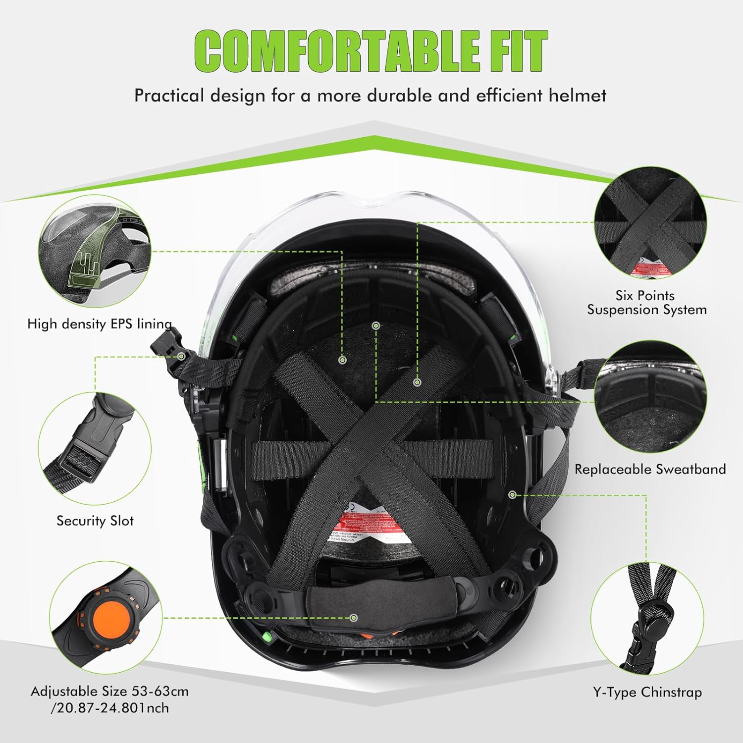 GREEN DEVIL X-Armor Series Hard Hat with Visor and Bluetooth Ear Muffs Vented ABS Work Hardhat for Men Women Cascos De Construccion Safety Helmet Ideal for Industrial & Construction - Image 4