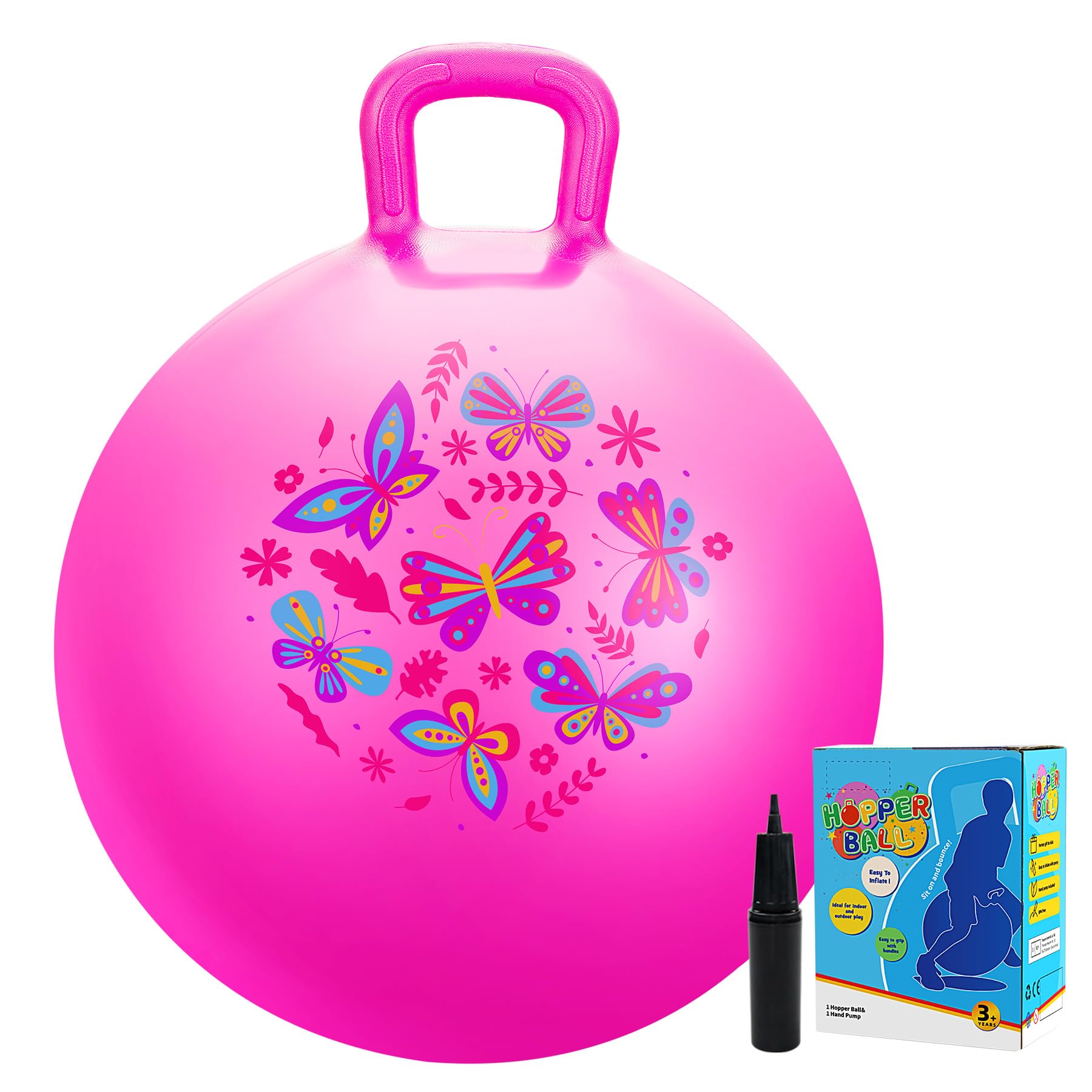 Vastoy 20 Inch Hopper Ball for Kids 6-9 Years, Anti-Slip Space Hopper with Hand Pump