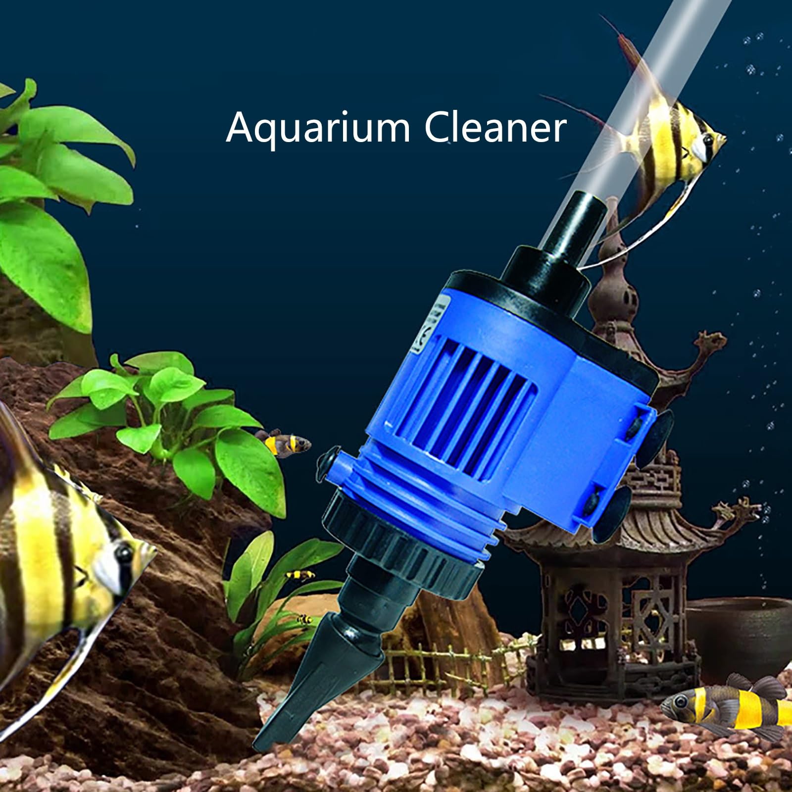 Limpiador Eléctrico De Peceras, Artículos para El Mantenimiento del Agua del Acuario y Limpieza De Peceras, Incluye Aspirador De Grava para Facilitar El Cambio De Agua(16W)