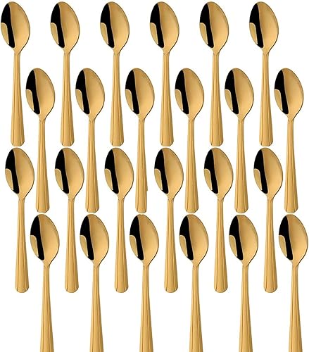 Mini cucharas desechables de plástico dorado, cubiertos de plástico dorado, cuchara de postre dorada de 4 pulgadas, ideal para catering, fiestas,