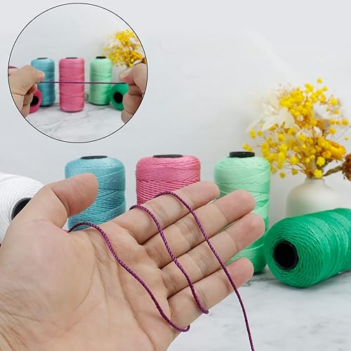 Miniatura 4 de Cuerda trenzada de nailon con 3 hebras de 0.059 in x 218 yardas, cuerda trenzada para hacer jardinería, proyectos de arte de bricolaje, decoración