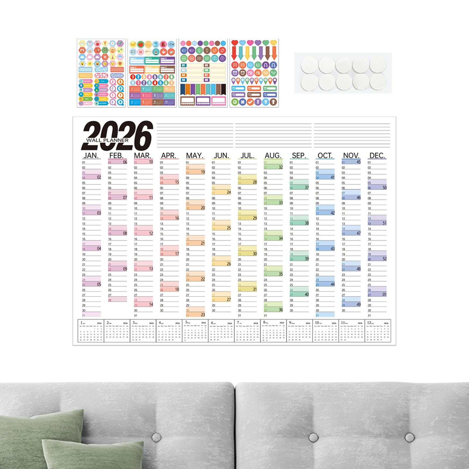 2026 Wandkalender,2026 Großer Jahresplaner Kalender - Haushaltskalender