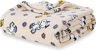 Berkshire Blanket Peanuts® VelvetLoft® Cute Character Snoopy Plush Blanket,Peanuts Woodstock Snoopy Spring Frolic Large Canvas,55 in x 70 in (Official Peanuts® Product)