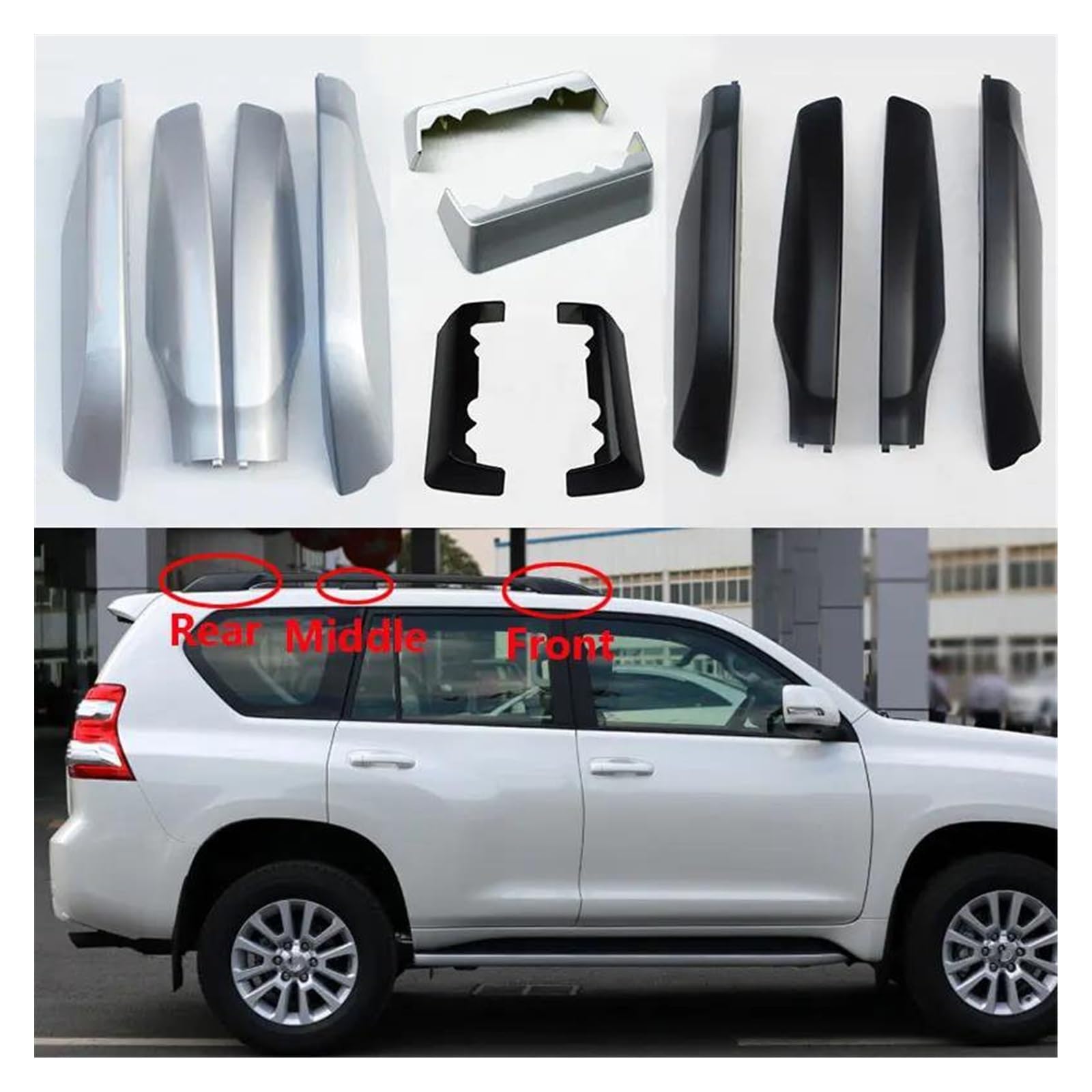 Dachrelings Auto Dach Rack Abdeckung Bar Schiene End Shell Für Toyota Für Land Für Cruiser Für Prado 150 Für Fj150 2010-2017 Dachträger(4pcs sr)