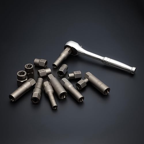 Miniatura 7 de NEIKO 04207A - Juego de extractores de pernos y tuercas de impacto, herramienta de extracción de tuercas de 14 piezas, accionamiento de 38, juego de