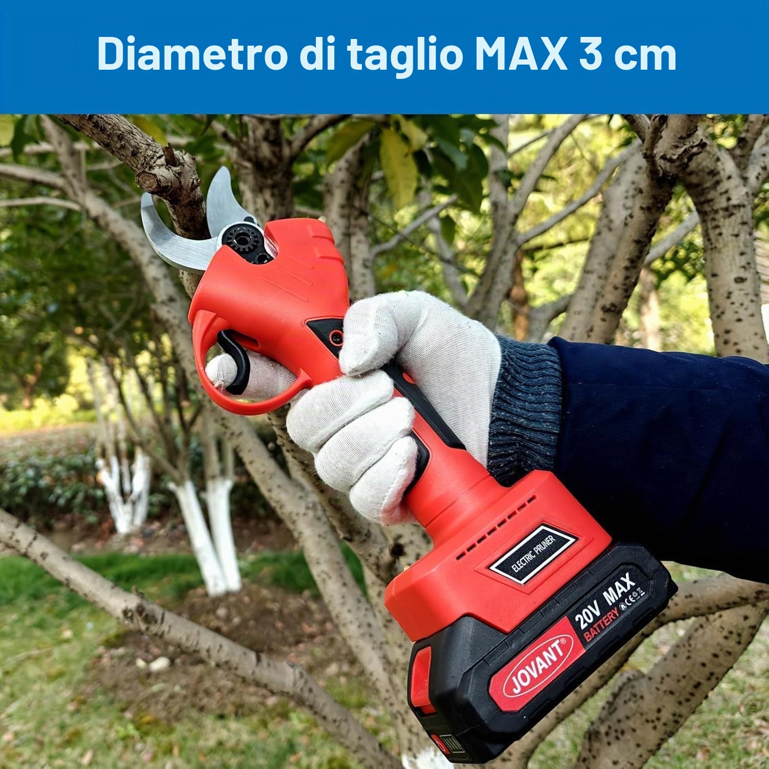 Cesoie elettriche 2 in 1 per potatura a catena, taglierina elettrica per albero da 1,2 pollici, sega a batteria da 6 pollici con batteria da 20 V 4,0 Ah, attrezzi da giardino per rami di alberi