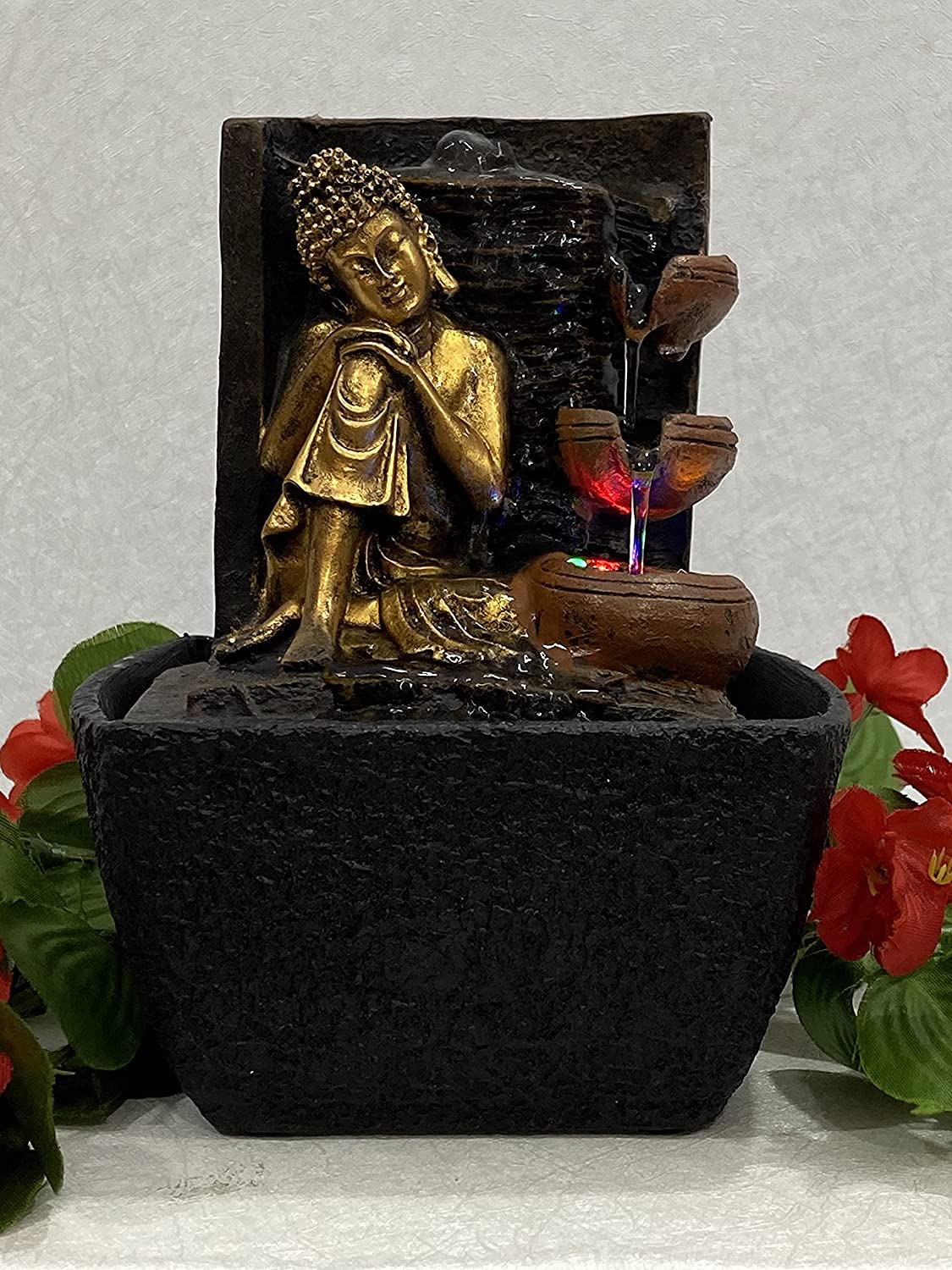 Global Grabbers Polyresin Table Top Indoor Outdoor Water Fall Fountain with LED Lights Home Decor Decoration Gift Gifting Items-GOL_BRO-SF23-(000)-image-6