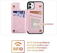 Vista 201 de UEEBAI Funda tipo cartera para iPhone 15 Pro Max con tarjetero, cubierta de cuero PU con soporte, bloqueo RFID, doble cierre magnético, relieve