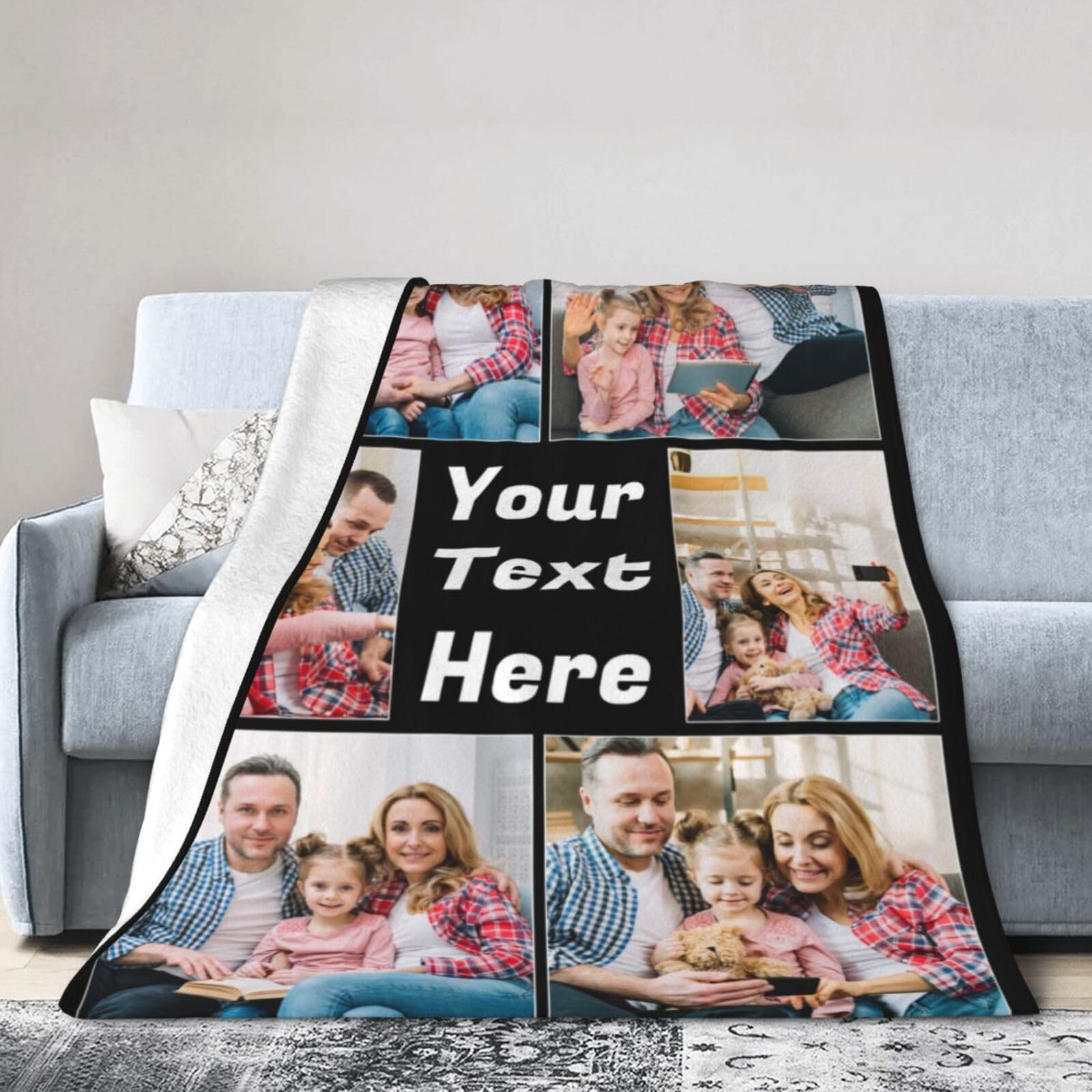 Sparklove Custom Blanket with Picture, Personalized Blanket with Pthotos, Customized Photo Blanket Birthday Christmas Day Gifts for Adult Dad Mom Husband Boyfriend Wife