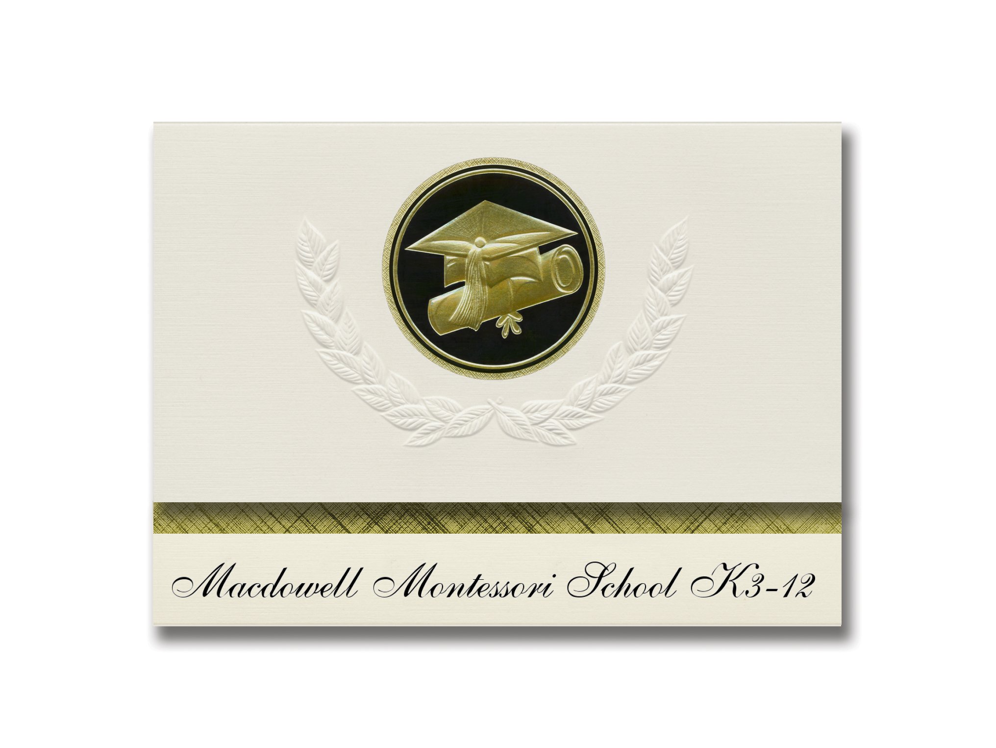 Signature Announcements Macdowell Montessori School K3-12 (Milwaukee, WI) Graduation Announcements, Presidential Elite Pack 25 Cap & Diploma Seal Black & Gold