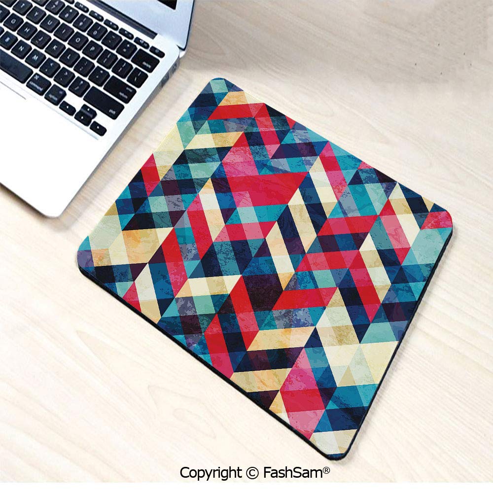 Personalized 3D Mouse Pad Zigzag Pattern Downward Parallel Lines Hipster Bohemian Style Grunge Illustration Decorative for Laptop Desktop(W9.85xL11.8)
