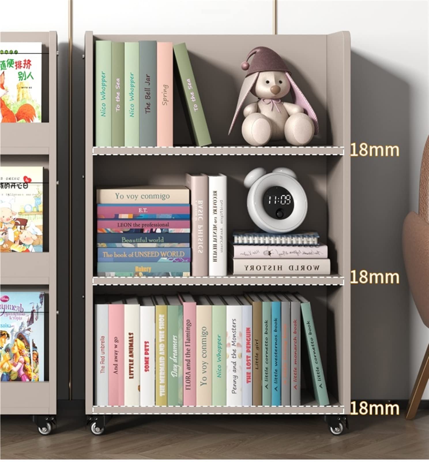 Amazon.co.jp: 明平 1pc両面モバイル小さな本棚、絵本ラック読書収納