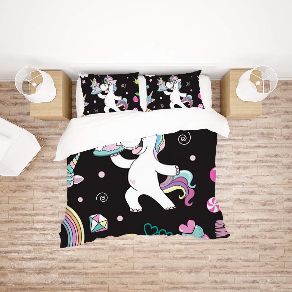 Housse de couette licorne infroissable pour simplifier le nettoyage du lit de votre enfant
