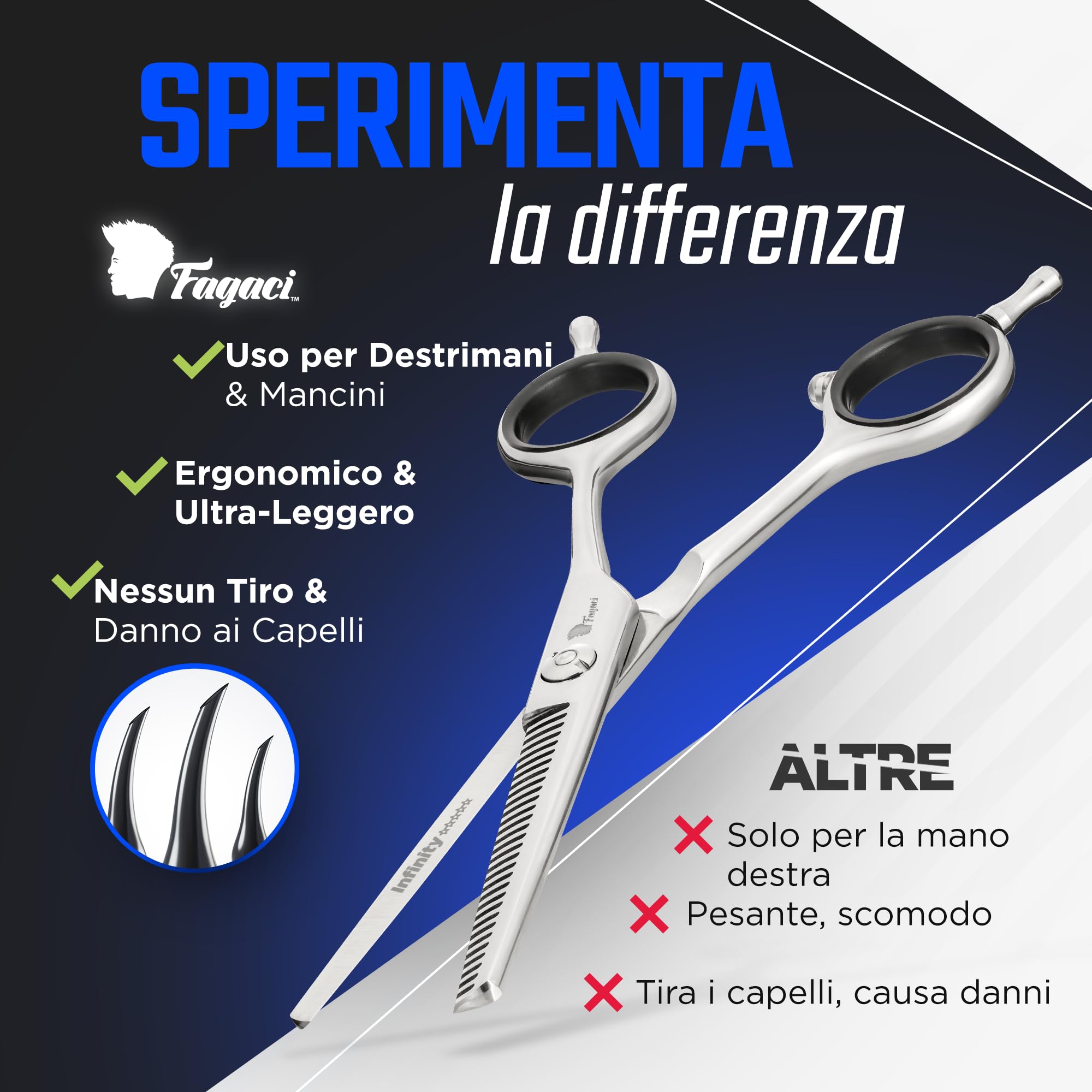 Fagaci Forbici per Sfoltire i Capelli 6" con Acciaio 440C, Forbici Parrucchiere Professionali Barbiere Estrema Affilatura e Tagli Precisi, Lame Sottili