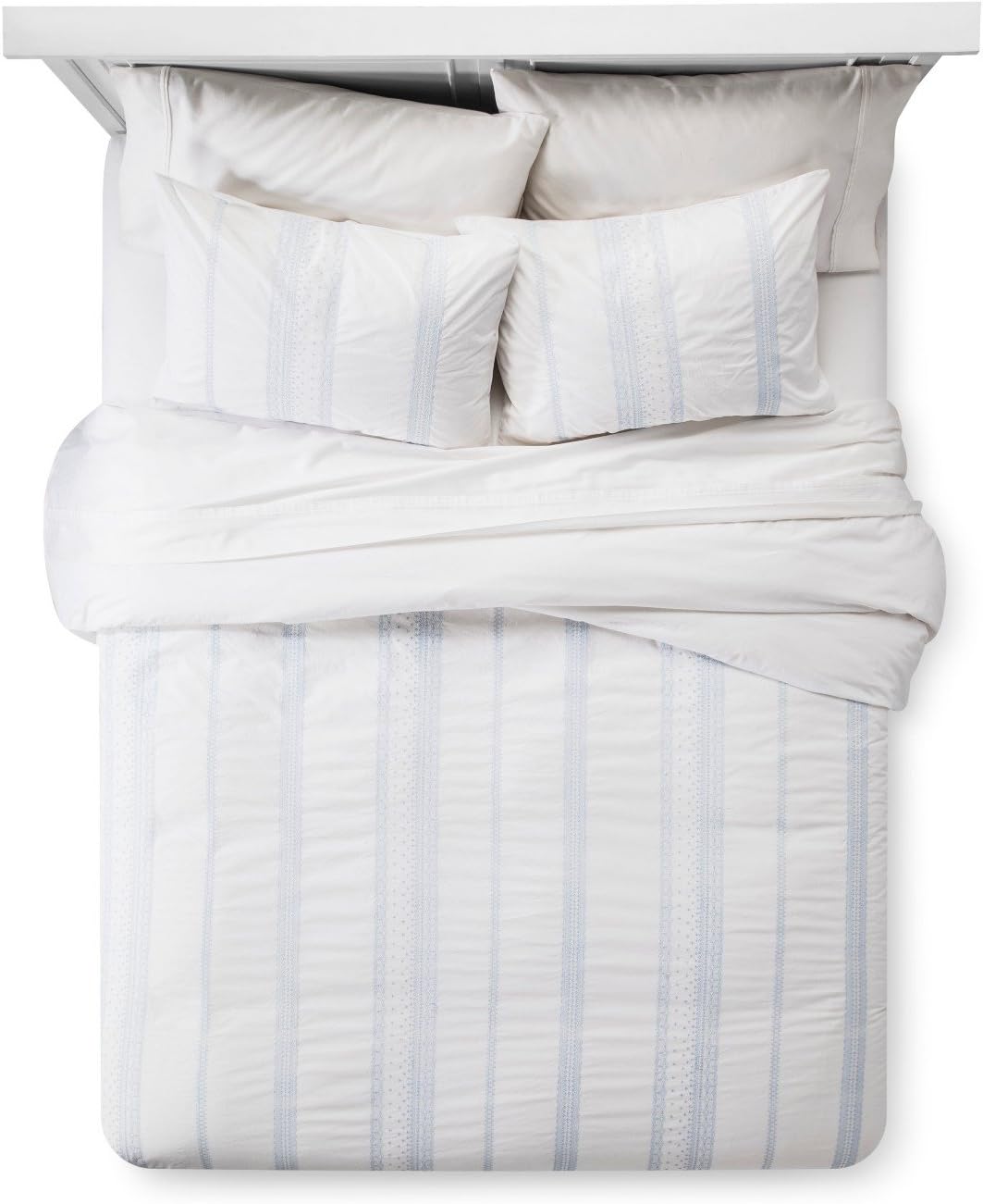 Bohemian Embroidered Blue and White Twin Duvet Cover Set