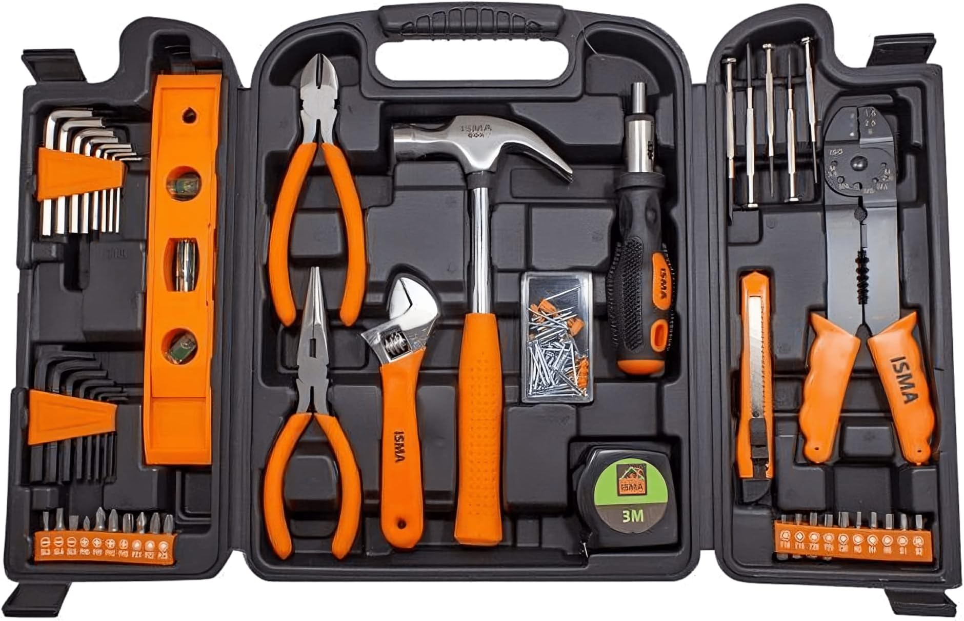 ISMATool Set 129pcs Portable Household Hand Tool Kit For General Repair in a Case