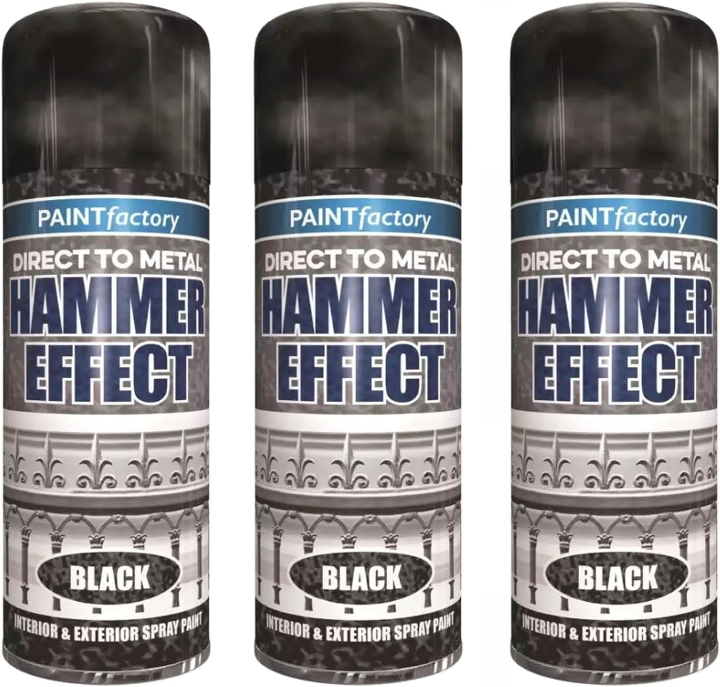 Neel Saanjh Black Hammer Effect Spray Paint, Durable, Fast-Drying, Professional, Long-Lasting, Easy Spray Application, Ideal for Gates, Railings, Tools, Furniture & Machinery, 400ml (Pack of 3)
