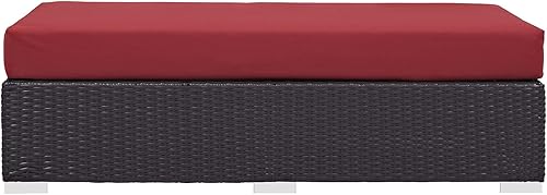 Vista 51 de Modway EEI-1911-EXP-ORA Convene - Muebles otomanos cuadrados de tela para patio, muebles de exterior, color naranja espresso Espresso Naranja