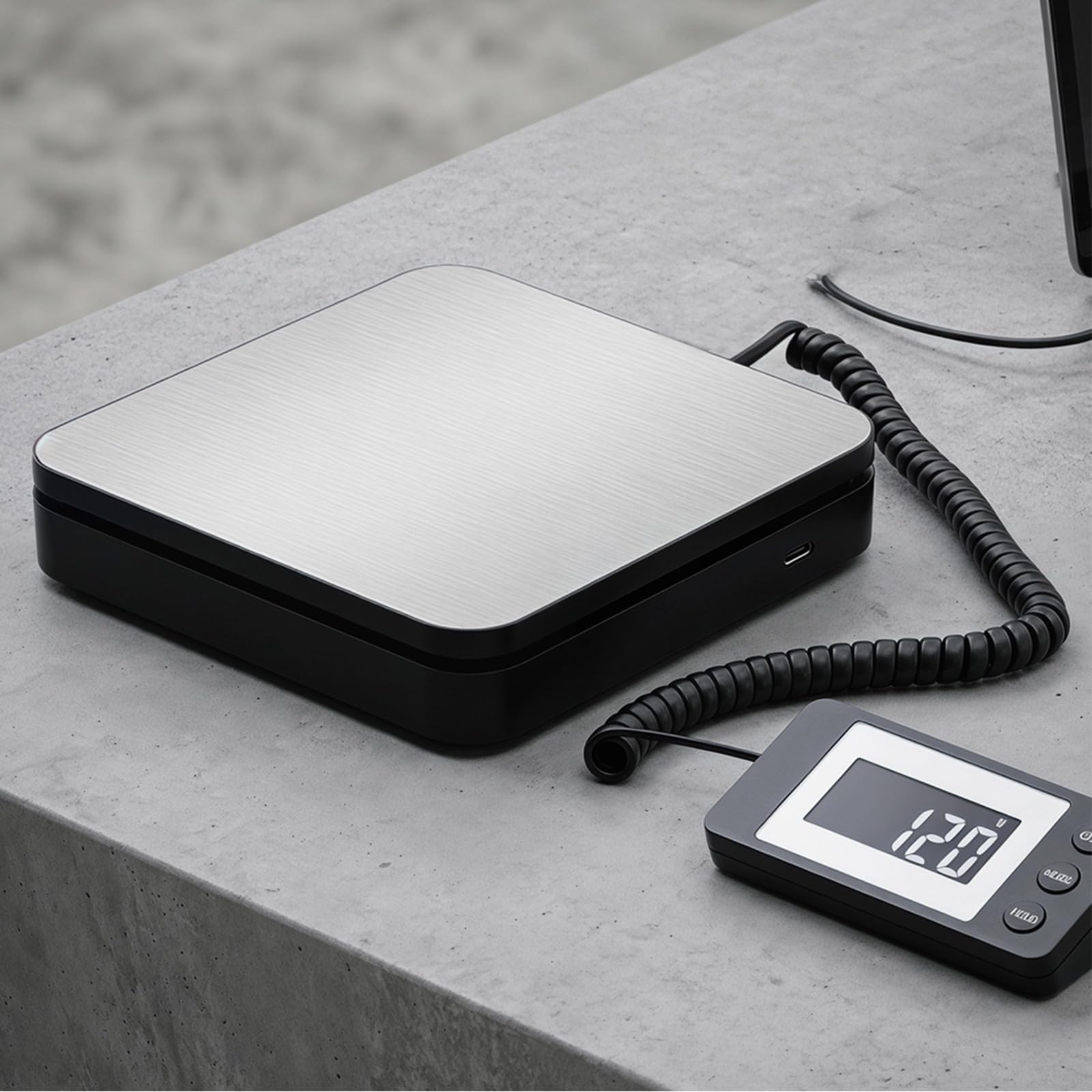 TEHAUX Tragbare Kleine Elektronische Paketwaage mit 50kg Kapazität Lcd Anzeige und Tara Funktion aus Edelstahl und Kunststoff für Büro und Home Office Geeignet