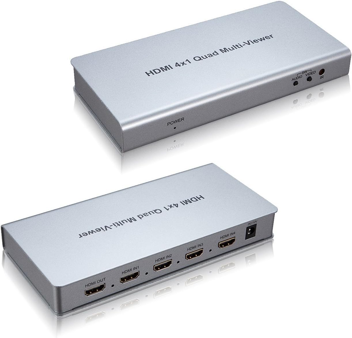 1080P HDMI 4X1 Quad Multi-Viewer Splitter with Seamless Switcher IR Control Display 4HD video signal on the same screen