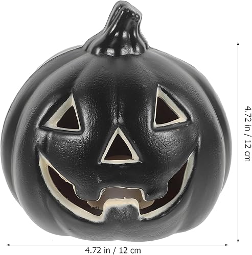 Miniatura 2 de Uonlytech Luces de calabaza de Halloween, funciona con pilas, luz negra sin llama, velas de calabaza para decoración de fiesta de Halloween (sin