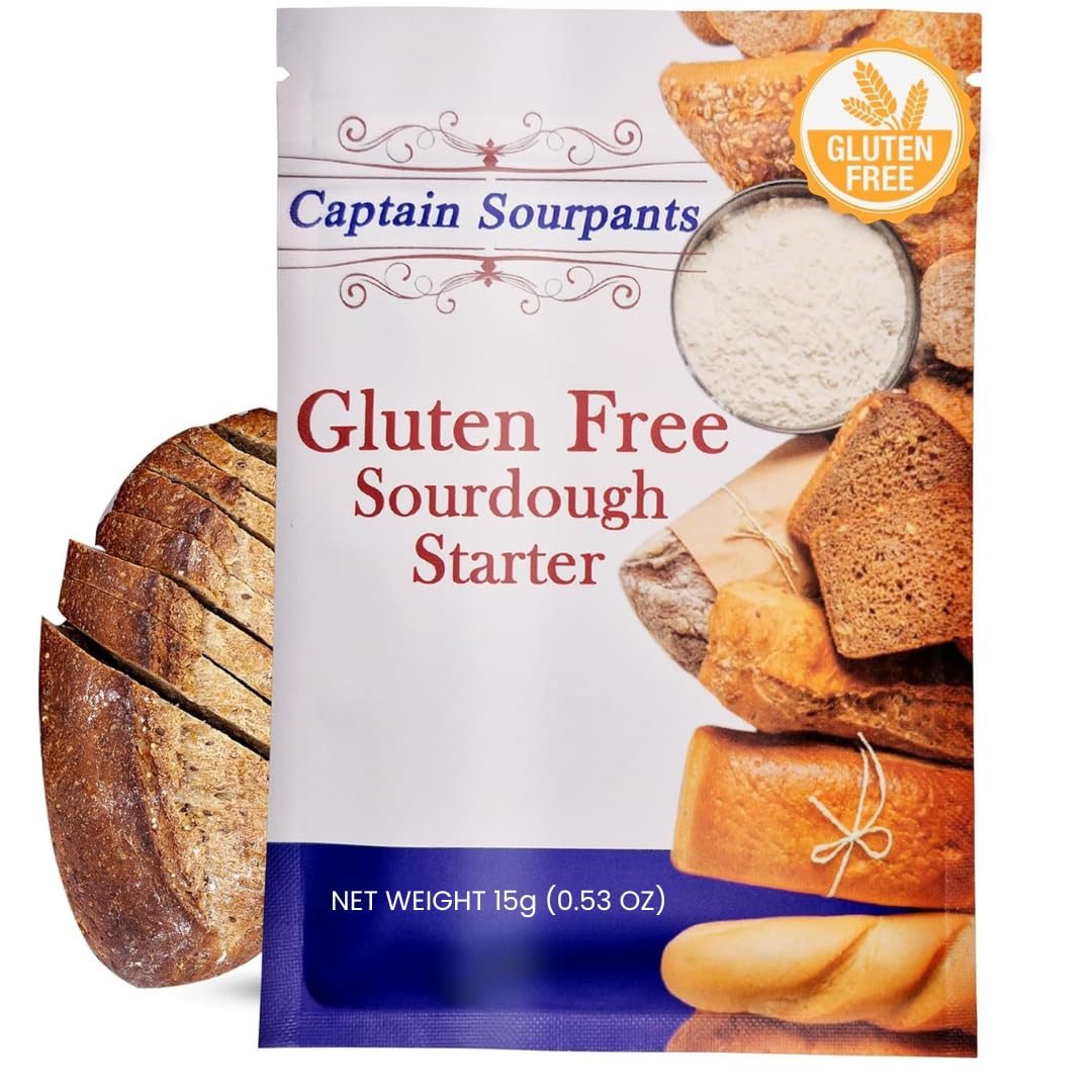 Iniciador de masa madre sin gluten, iniciador de masa madre deshidratada estilo reliquia para pan de masa madre sin gluten, pizza, bollos, panqueques, magdalenas | Instrucciones fáciles de seguir