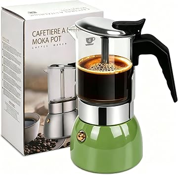 4 Cup Glass Clear Moka Pot Thickened 304 Stainless Steel