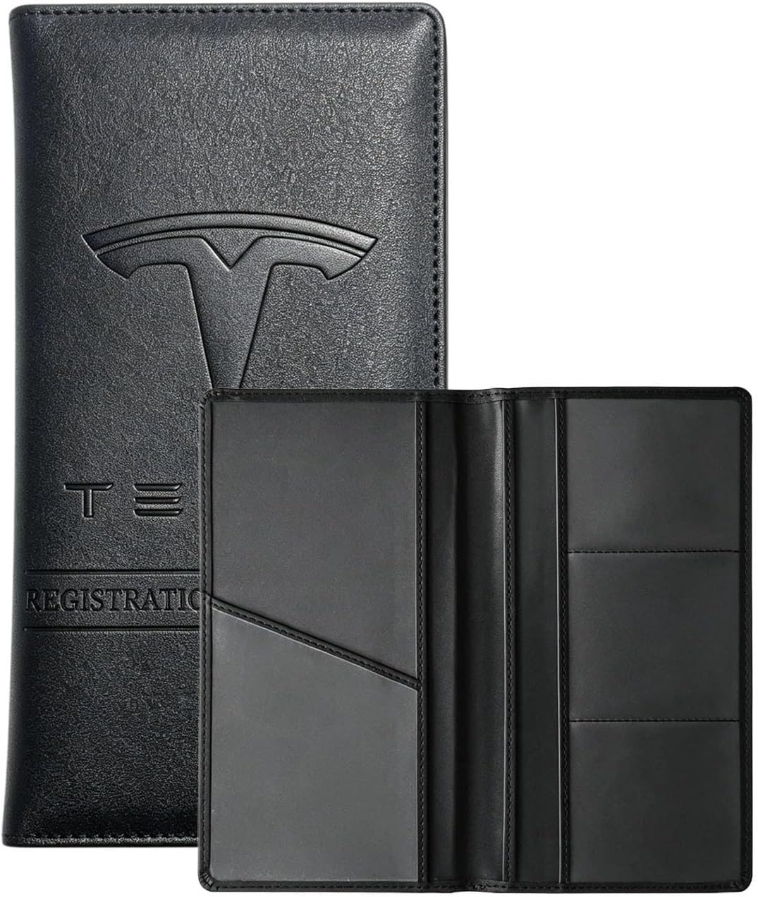 Premium Leather Car Registration Insurance Holder Compatible with Tesla Model 3/Y/S/X 2017-2026 Auto Document Wallet Organizer for License Vehicle Paperwork & Essential Cards (long-pink)