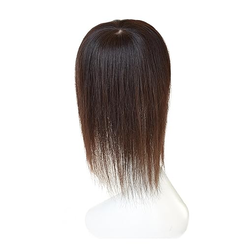 Miniatura 8 de Extensiones de cabello humano con clip con flequillo, base de seda, flecos para pérdida de adelgazamiento, extensiones de reemplazo para cabello