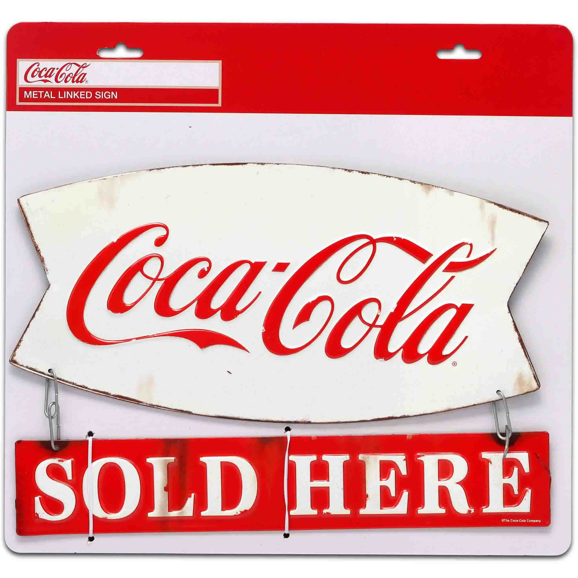 Amazon.com: Coca-Cola Sold Here Linked Embossed Metal Sign