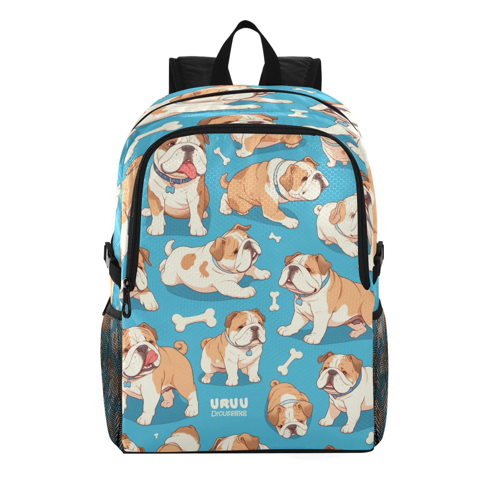 Sac à dos pliable bouledogue mignon bleu compact et léger - 8