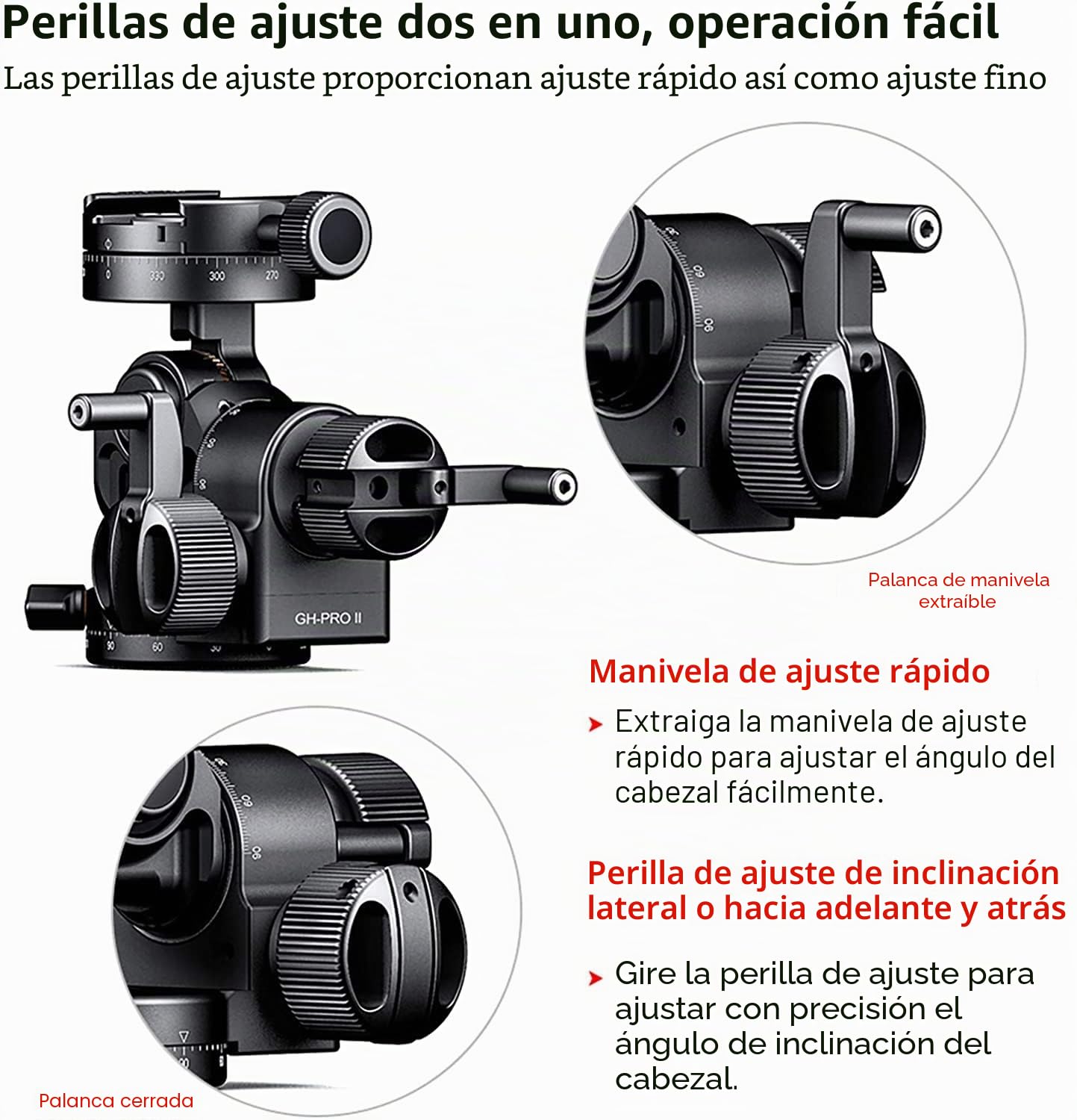 SUNWAYFOTO Geared Head GH-Pro II Cabezal para trípode