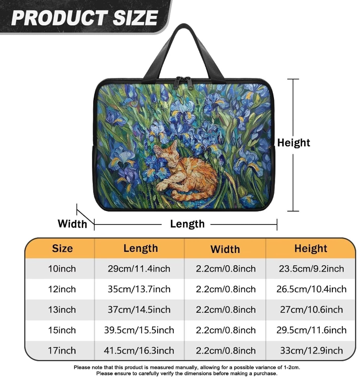 Van Gogh Cat Laptop Bag Case for Women Men Leather Document Bag Handbag Protective Casual Laptop Sleeve for Work Travel College Business Teacher 10 Inch- 17 Inch