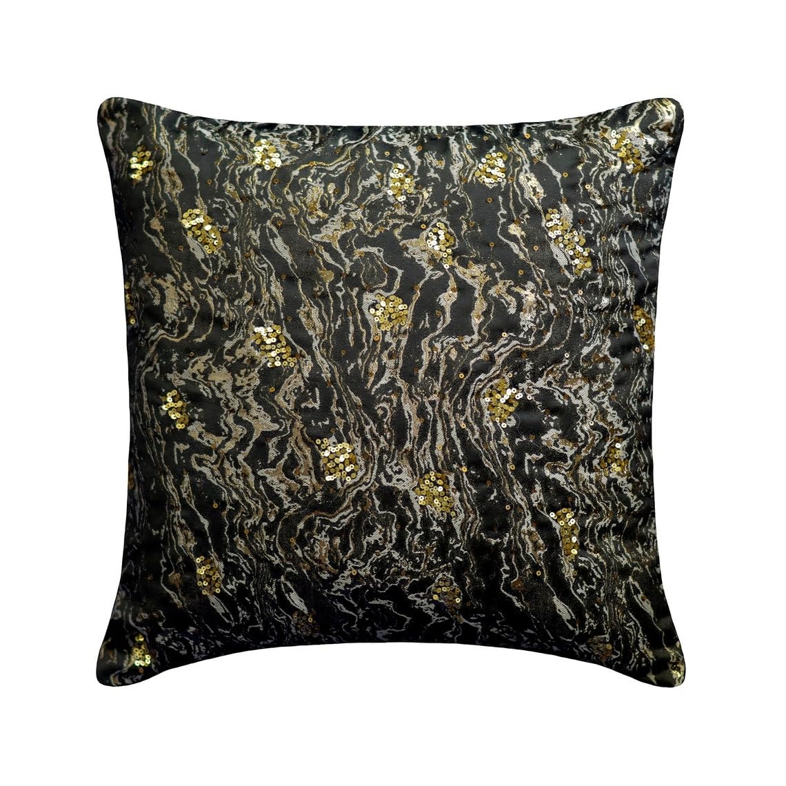 The HomeCentric Decorative Black Pack of 2, 40x40 cm (16"x16") Cushion Covers, Jacquard Foil & Sequins Cushion Covers, Abstract Pattern Modern Style - Galaxy Glow โ image 1