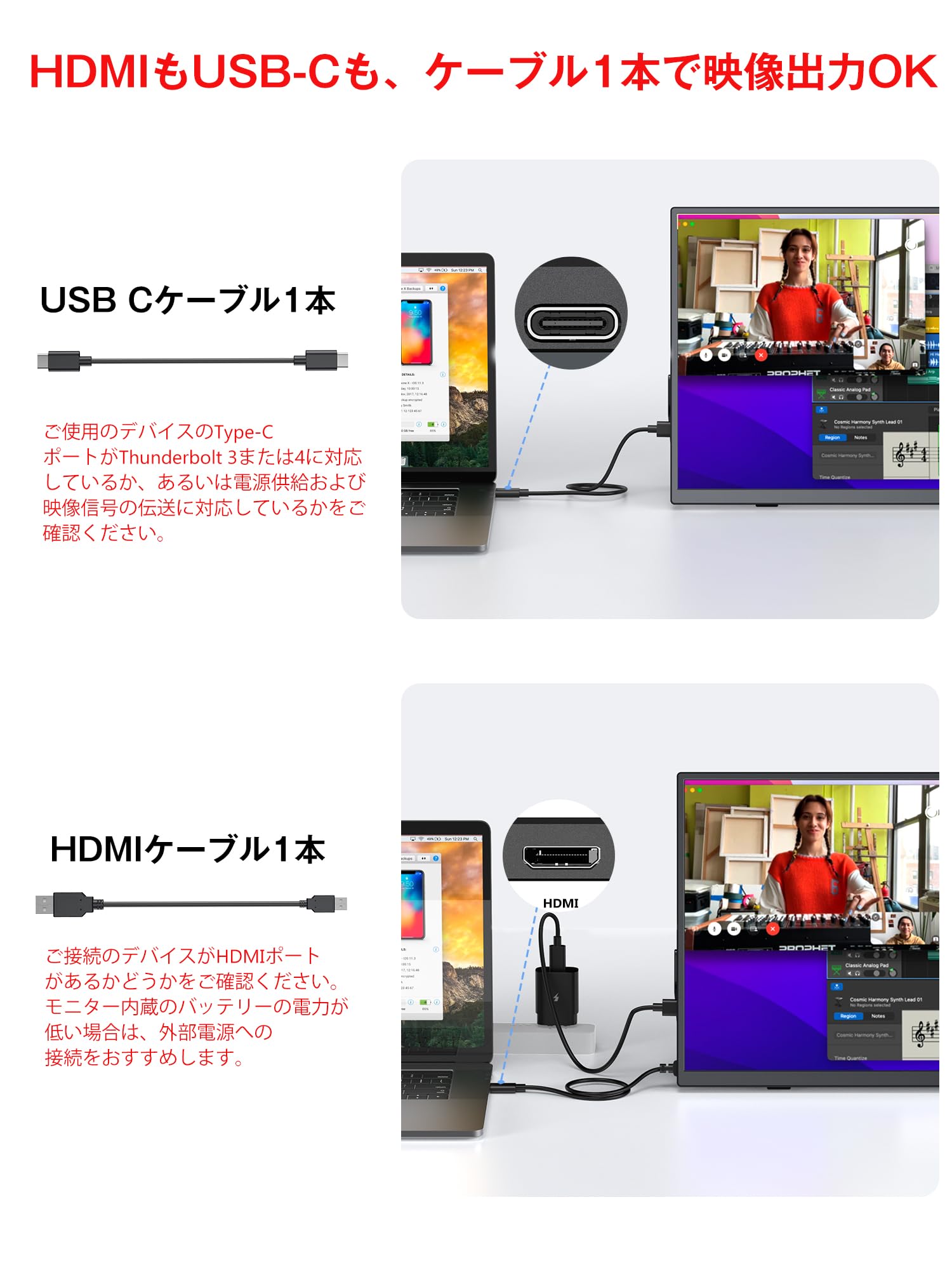 Amazon.co.jp: KEEPTIME ワイヤレス モバイルモニター 23.8インチ 1920
