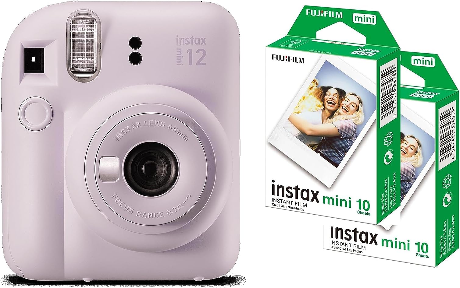 Instax Mini 12 Instant Camera - Lilac Purple + 2 Pack Film