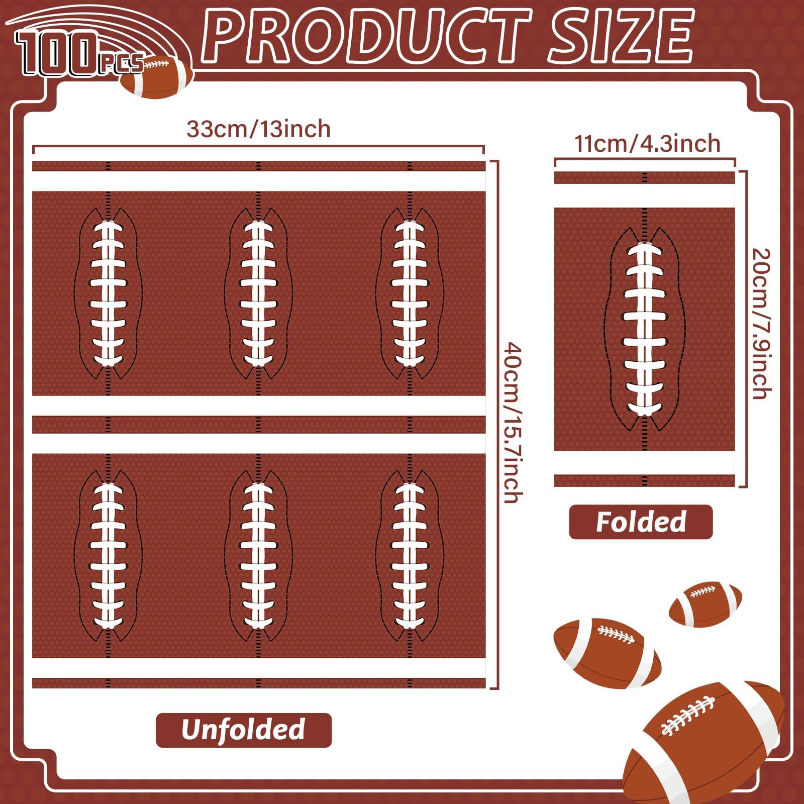 gisgfim 100Pcs Football Paper Napkins Sport Guests Tissues Rugby Team Disposable Cocktail Hand Napkins for Bathroom Baby Shower Game Birthday Touch Down Party Supplies Favors Kitchen Decorative Towels