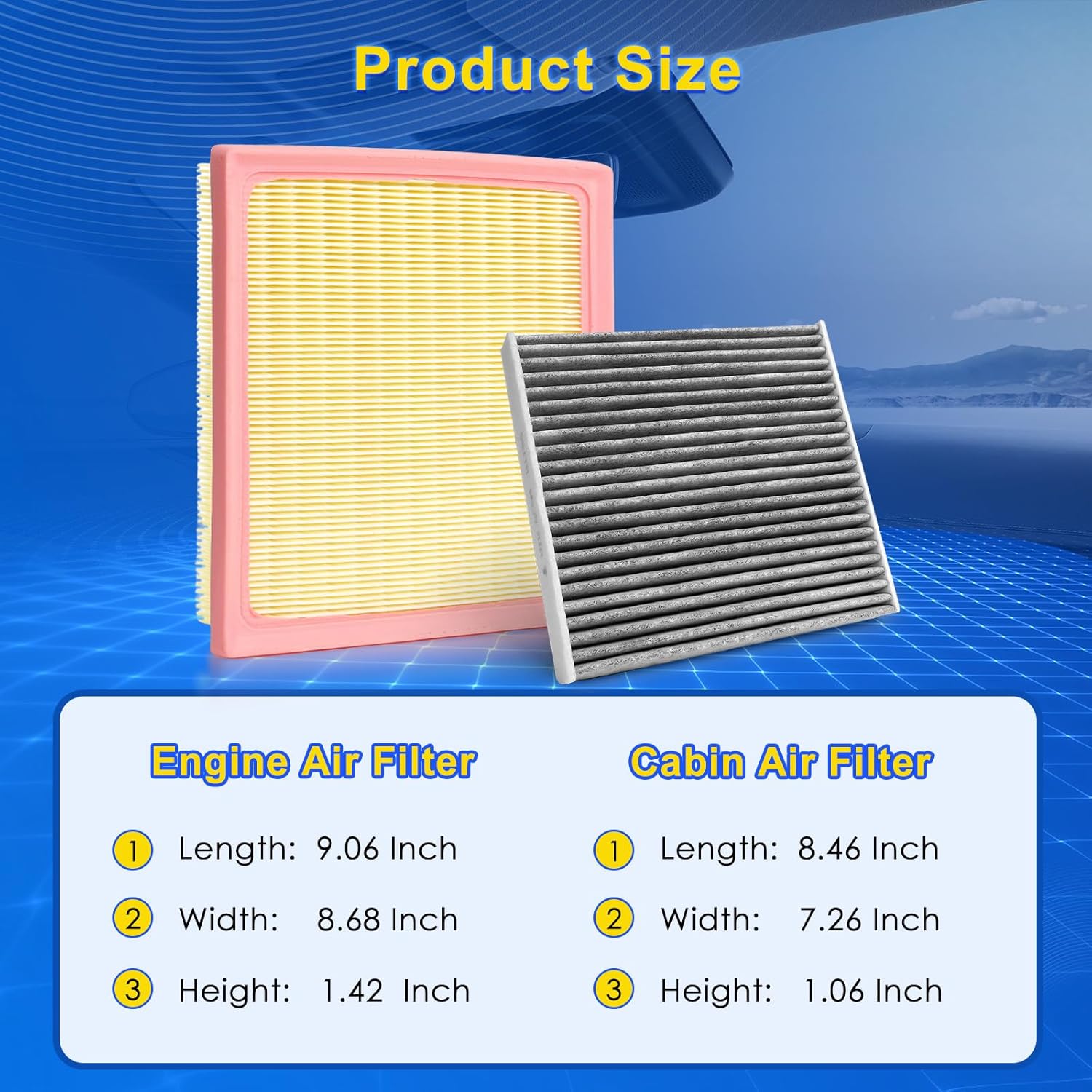 Cabin & Engine Air Filter Kit for 2024-2026 Subaru Crosstrek 2.0L(Hybrid/Gas), 2024-2026 Subaru Crosstrek 2.5L(Gas)