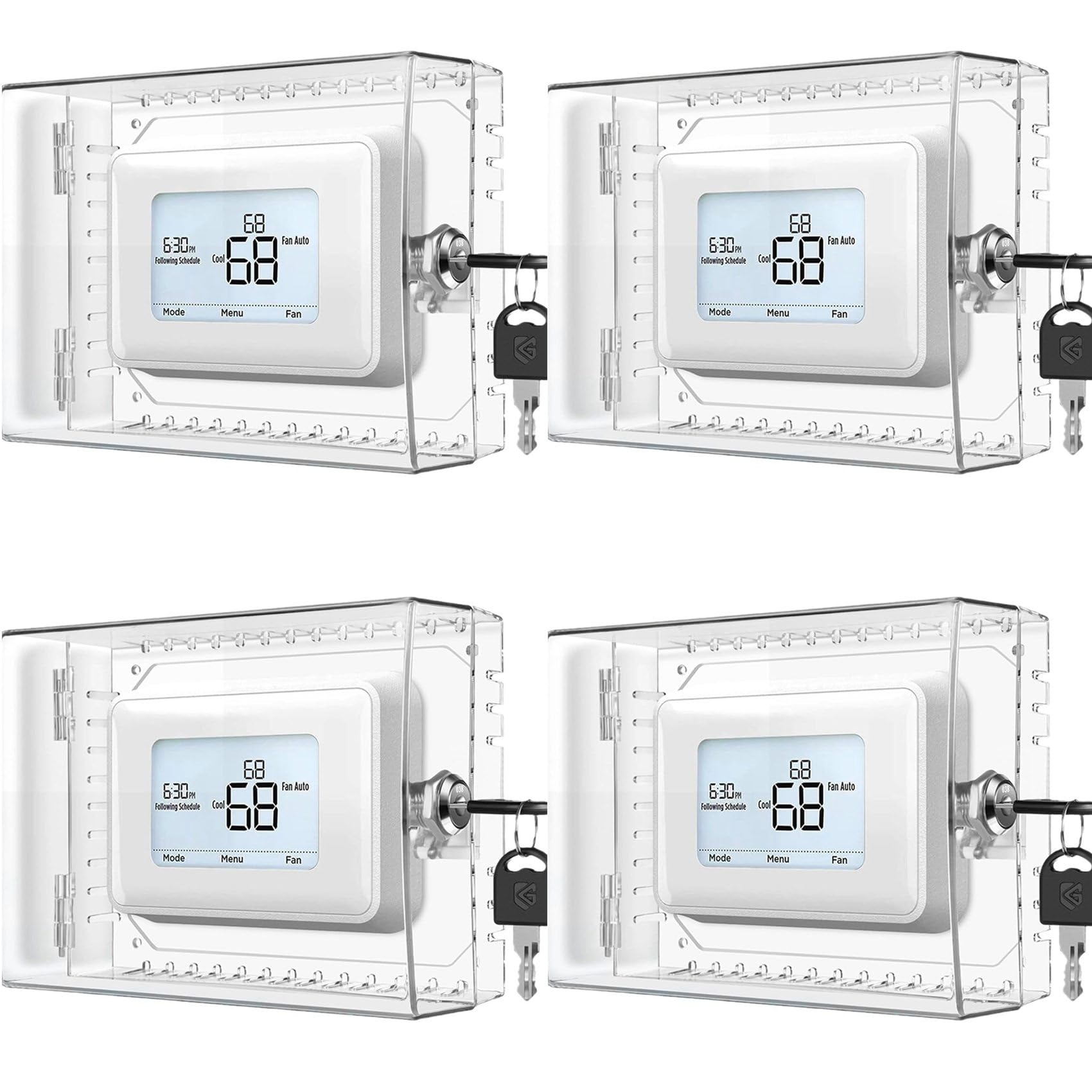 Jnchdghwa Transparent 4X Large Thermostat Lock Box Cover With Key For, Clear Thermostat Cover Fits Thermostats 5H X 6Inch W