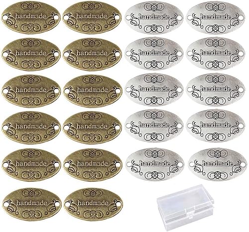 Juland 60 etiquetas de metal hechas a mano de aleación hechas a mano, dije de cuentas de metal, etiquetas de metal para hacer joyas, manualidades,