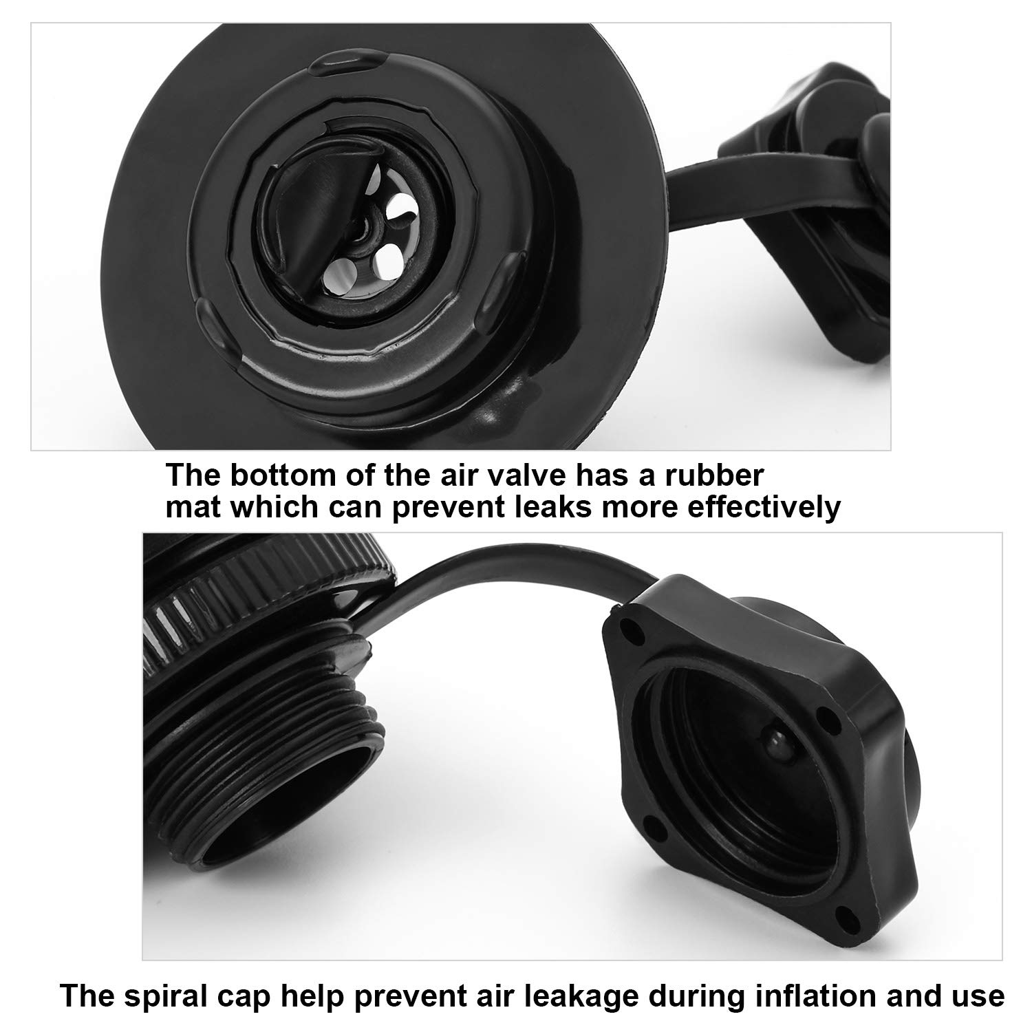 Valves Pour Bateau Gonflable - 2 Pièces ABS, Valve Unidirectionnelle Avec Bouchon - Remplacer Valve Spirale