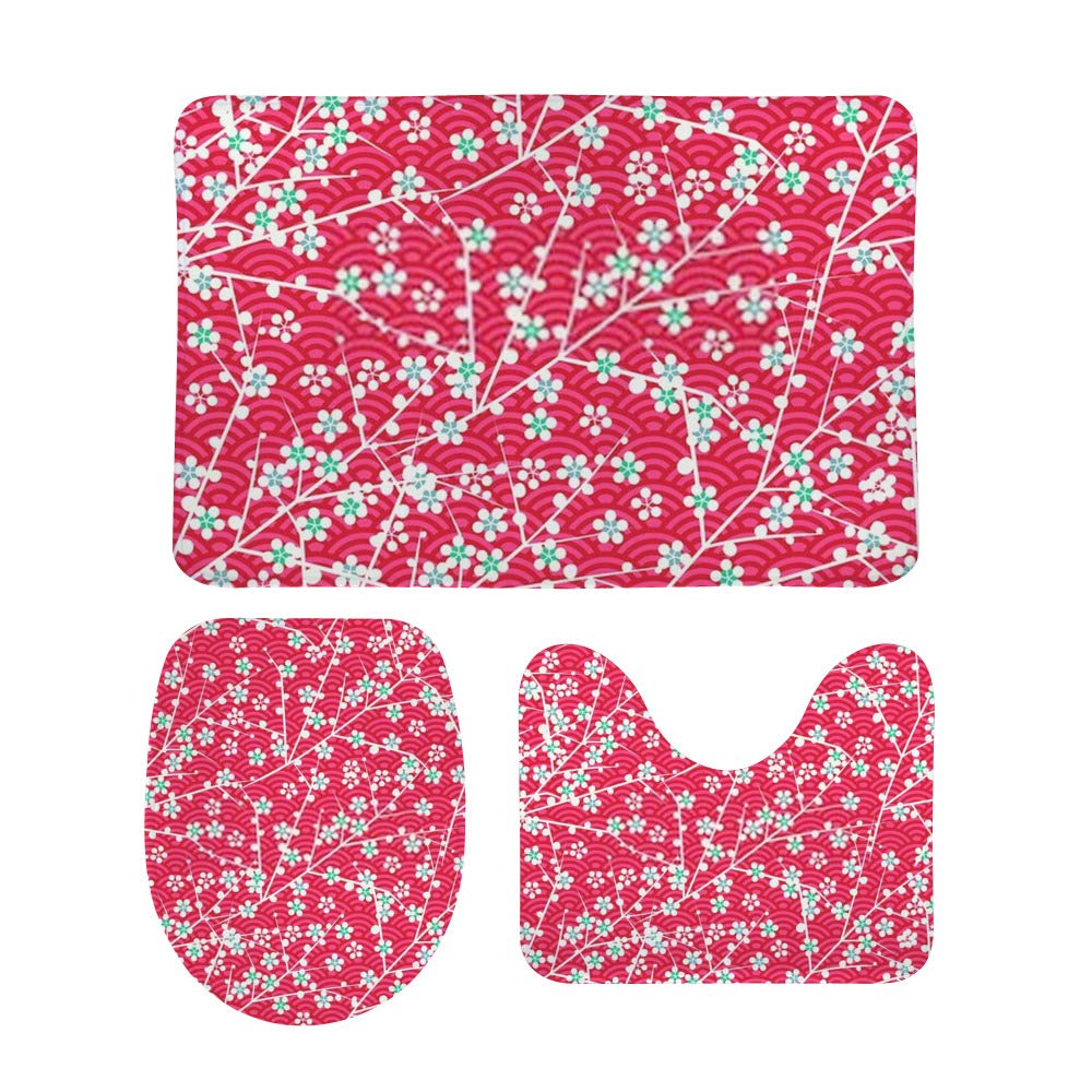 Tapis de bain antidérapants rouge lot de 3 pour harmoniser votre porche cuisine et douche