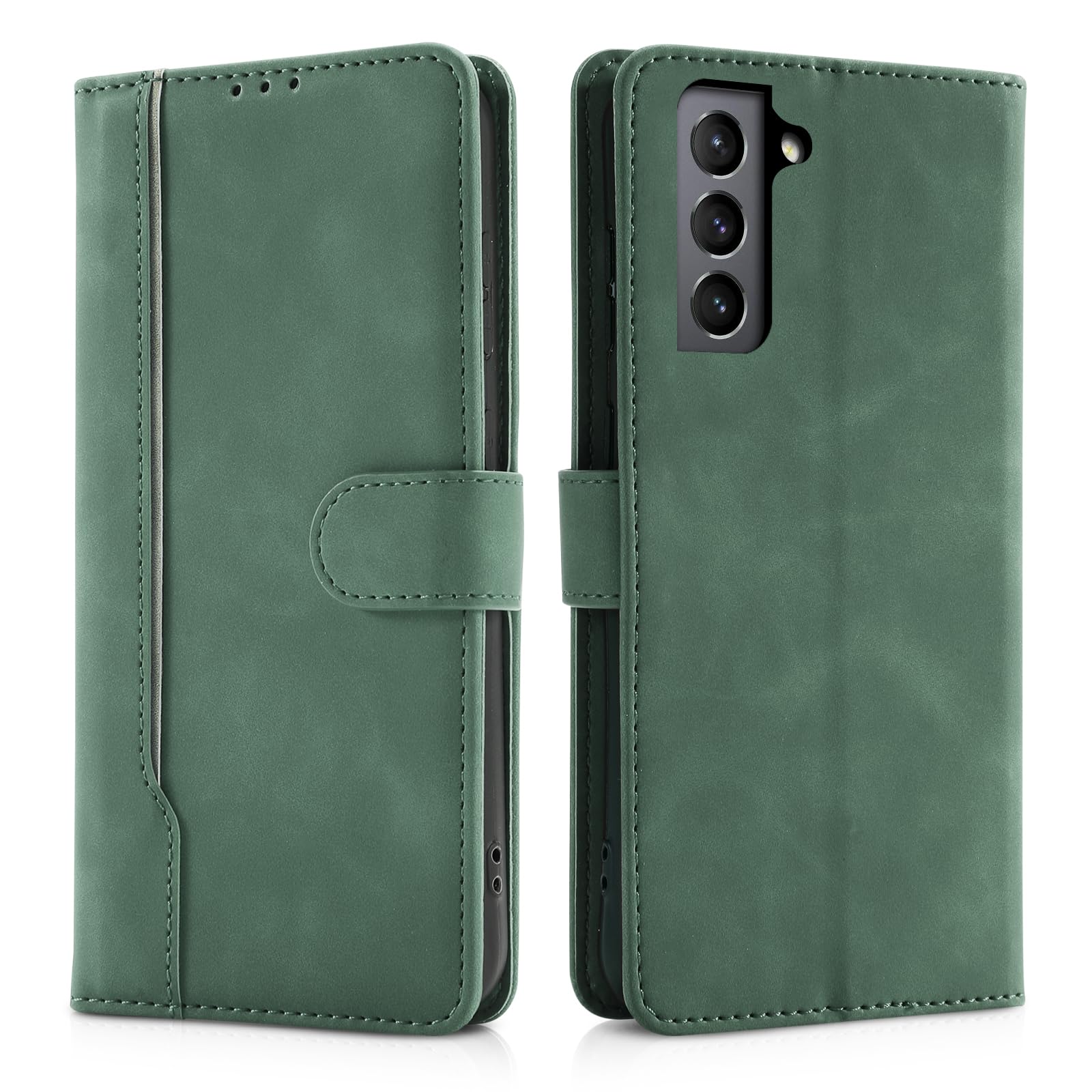 【CASAFUNY】Samsung Galaxy S22 ケース 手帳型 耐衝撃 PUレザー 携帯ケース ギャラクシーs22 ケース手帳型 ビジネス風 携帯カバー SC-51C SCG13 カバー おしゃれ 手帳ケース シンプル sc51c ケース お洒落 galaxys22ケース 軽量 スマホケース カードポケット マグネット開閉式 スタンド機能(6.1インチ)グリーン